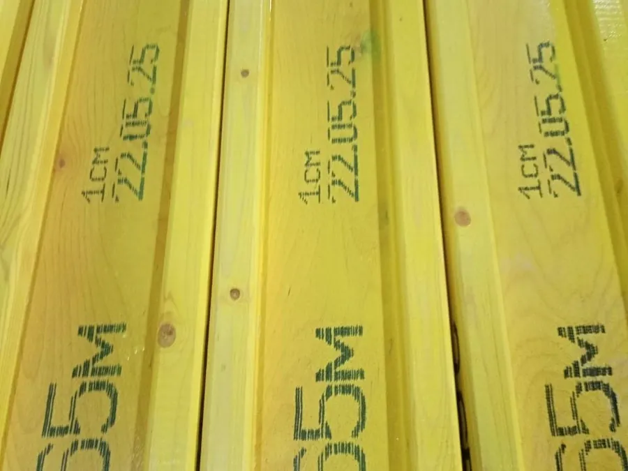 Close-up of the ink marking on the flange showing length and date of manufacture